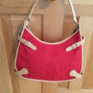 Red Ralph Lauren Shoulder Bag with Camel Leather